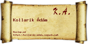 Kollarik Ádám névjegykártya